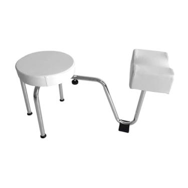 Imagem de ChuYiElegance Banqueta para Pedicure E Manicure com Apoio para Os Pés, Almofada em Couro PU, Cadeira Ajustável para Estúdio de Estética, Branco