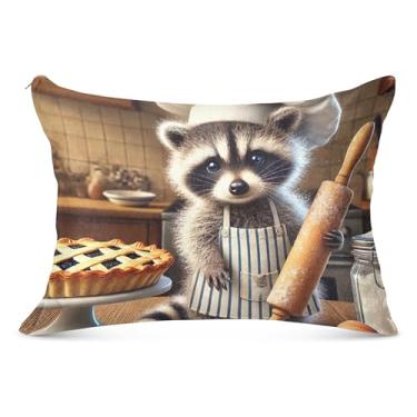 Imagem de Capas de travesseiro confortáveis de flanela grandes de guaxinim decorativas longas para travesseiro padrão Queen King Capas de travesseiro corporais, tamanho corporal, 53 cm x 137 cm