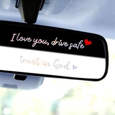 Imagem de Goktvai 5 Autocolantes para Espelho Retrovisor Amo-Te Conduz em Segurança Confia em Deus, Engraçados Autocolantes Cristãos Automóveis para Homens e Mulheres (Colorido)
