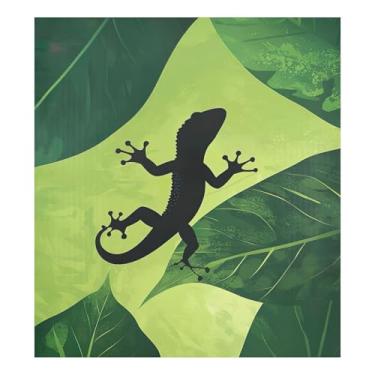 Imagem de Decalque frontal de geladeira verde Gecko, capa decorativa para porta da frente da máquina de lavar 58 cm L x 66 cm A