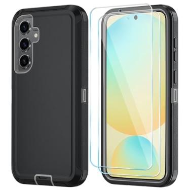 Imagem de ONOLA Capa de telefone para Samsung Galaxy S24 FE com protetor de tela HD, resistente, à prova de choque e à prova de quedas, capa de telefone para Galaxy S24 FE de 16,7 cm, cinza preto