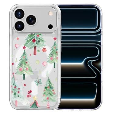 Imagem de MAYCARI Capa para iPhone 16 Plus, linda capa de celular magnética transparente com estrelas de árvores de Natal, compatível com MagSafe, capa protetora transparente à prova de choque para mulheres e