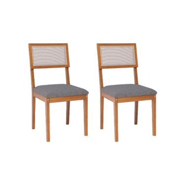 Imagem de Conjunto com 2 Cadeiras Encanto Linho Grafite e Madeira