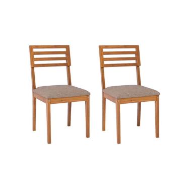 Imagem de Conjunto com 2 Cadeiras Juparanã Linho Bege e Madeira