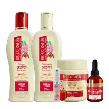 Imagem de Kit Crespos 1 Shampoo 1 Condicionador 1 Banho 250ml + Óleo 40ml Bio Ex