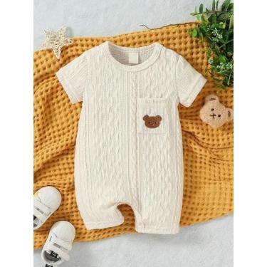 Imagem de Macacão Bebê Unissex Manga Curta - Estilo Casual Preppy com Bolso, 12-