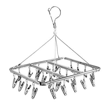 Imagem de Prateleiras de secagem de roupas cabide à prova de vento 26 clipes de meia roupa íntima calça toalha de secagem de aço inoxidável arejador externo 27,5 36 cm 1 (tamanho: 27,536 cm 2) (27,5 * 36 cm * 1