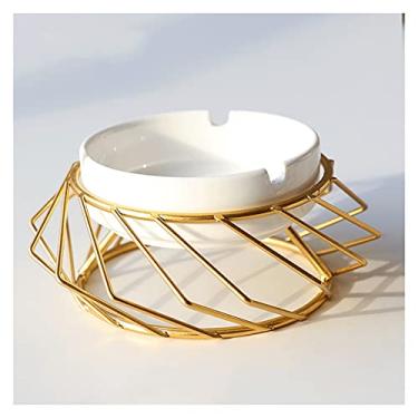 Imagem de Cinzeiro de mesa suporte de ferro forjado cinzeiro de cerâmica doméstico sala de estar mesa de centro cinzeiro ornamentos bar restaurante cinzeiros portáteis cinzeiros (tamanho: 1) ()