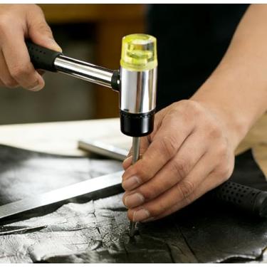 Imagem de Martelo de borracha dupla face, cabeça de 25 mm, alça antiderrapante, para uso com joias, artesanato, montagem de móveis, etc. (preto e amarelo)