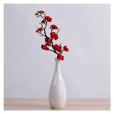 Imagem de Vaso decorativo vaso de cerâmica branca pequeno diâmetro arranjo de flores planta AHU e hidropônica sala de estar quarto restaurante decorações para casa