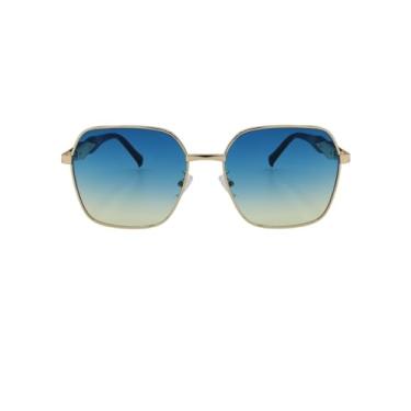 Imagem de Óculos de Sol Quadrado Premium Blogueira Grande Oldstyle Clássico UV400 Feminino - Modelo Munique - Cacife Brand (Collor e Dourado)