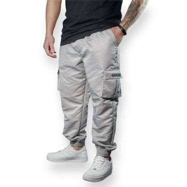 Imagem de Calça Jogger Cargo Corta Vento Combat Masculina Cinza Skate - Hunter C