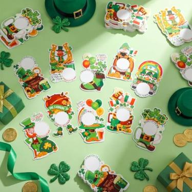 Imagem de AmazingSpark 100 peças de cartões de raspar de São Patrício 10 estilos de Natal DIY raspar em branco vales de presente com 300 adesivos, cartões de jogo de festa de São Patrício para adultos, grupos
