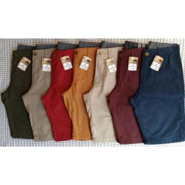 Imagem de Kit 5 Bermudas brim Lisa masculina sarja Premium atacado revenda - Águ