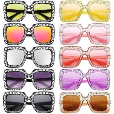 Imagem de Paquete de 10 Gafas de Sol Geopty Crystal Oversized Cuadradas