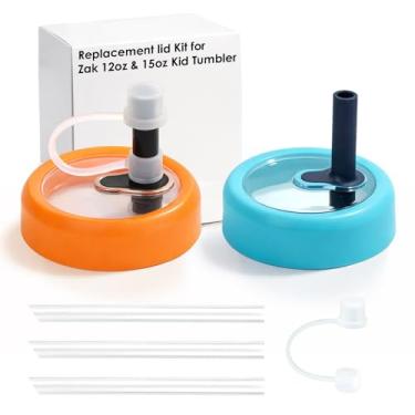Imagem de Zukro Tampa de substituição para copo infantil Zak de 340 g, tampa de copo infantil, laranja e turquesa