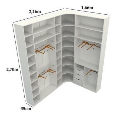 Imagem de Kit Closet Armário Colmeia Cabideiro Canto M78 100% Mdf - VETORIAL MÓV