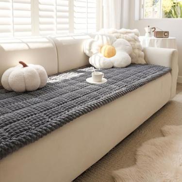 Imagem de Disayu Capa de sofá para cães lavável, antiderrapante para sofá, capa felpuda de sofá de cachorro para protetor de móveis (cinza escuro, 70 x 120 cm)