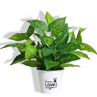 Imagem de U5GAAALPPQ9 Plantas falsas mini vasos artificiais vaso verde falso vaso de ervas artificiais pequenas plantas de interior 30 cm de altura para decoração de mesa verde interior plantas artificiais para