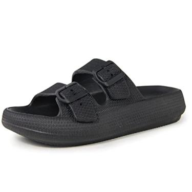 Imagem de BenSorts Sandálias femininas masculinas com fivelas ajustáveis e sola grossa, Preto A, 8-9 Women/7-8 Men