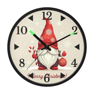 Imagem de STAYTOP Lindo boneco de neve de Natal relógio de parede LED para quarto com brilho noturno, relógios de parede silenciosos de 30 cm para decoração de sala de estar, controle de som, relógio de parede