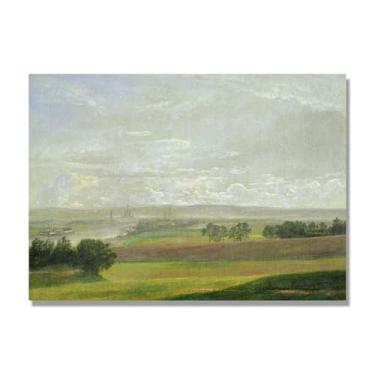 Imagem de NHLDZYH Quadro famoso para salão - réplica de J.C. Dahl - Paisagem romântica nórdica em tela - decoração de parede elegante. (Vale do Elba). 40 x 56 cm. Apenas tela.