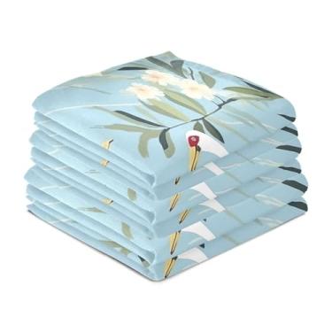 Imagem de Wassud Toalhas de cozinha garças brancas toalhas de prato de cozinha pacote com 6 panos de prato macios com laço para pendurar toalha de mão de secagem rápida super absorvente toalhas de chá de mesa