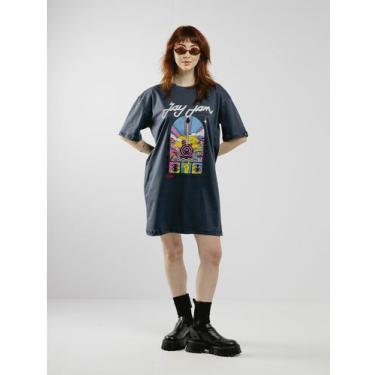 Imagem de Vestido oversized feminino vintage guitarra psicodélica chumbo - jayja