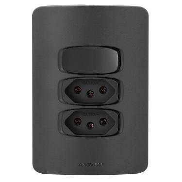 Imagem de Conj 1 + 2 Tomadas 20A - Alumbra Gracia Black Maxx