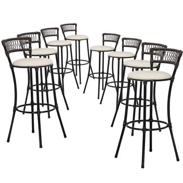 Imagem de Jogo Com 8 Banquetas Alta Forts Fibra Uv Bancada, área Goumert, Bar, Piscina, Balcão, Floral Gelo