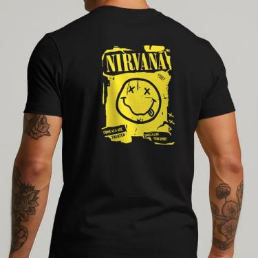 Imagem de Camiseta Masculina Nirvana Banda Rock Estilosa 100% Algodão - Yazzo, P