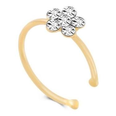Imagem de Piercing Argola Pedra Strass Nariz Flor - Dourado - De Castro Joias