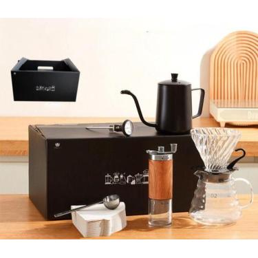 Imagem de Kit Cafeteira Manual 7 Peças Com Moedor Jarra Bule Filtro - Mimos E Vi