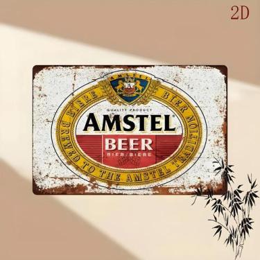 Imagem de Placa De Metal Vintage Amstel Beer 8x12 Polegadas - Decoração Retrô Pa