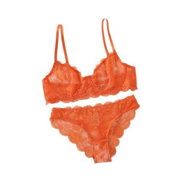 Imagem de Conjunto De Sutiã E Calcinha De Renda Multicolorido Sexy Transparente 