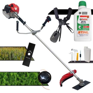 Imagem de Roçadeira Profissional Anmax CG520P-TB À Gasolina 2T 52cc 2,2HP 10.000rpm de Alta Performance Com Faca 2 Pontas e Carretel de Nylon + ÓLEO STIHL 2T