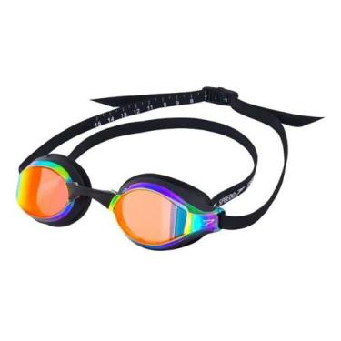 Imagem de Óculos Natação Speedo Falcon Preto Revo  Red Espelhado Treinamento com