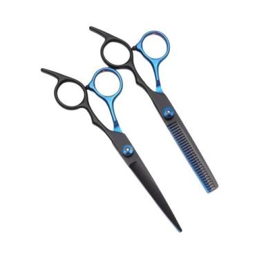 Imagem de Tesoura De Cabeleireiro Azul Em Aço Inoxidável Para Salão E Barbearia,