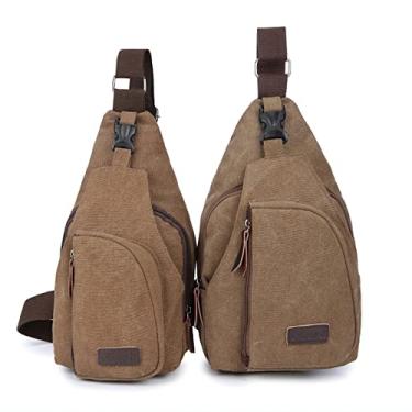 Imagem de JXGSGOGO Mochila tiracolo de lona, bolsa tiracolo de viagem, Marrom, L, Macio