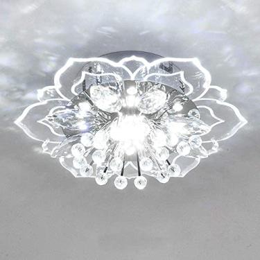 Imagem de Lustre LED Moderno Luminária De Teto de Cristal De Ferro para Sala de Estar, corredor (Branco)