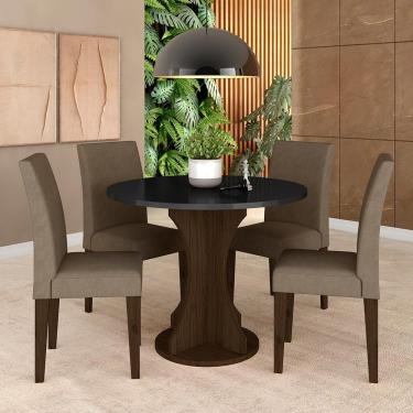 Imagem de Mesa Redonda Com 4 Cadeiras Pérsia 0,9 Imb/pre/capu - Móveis Arapongas