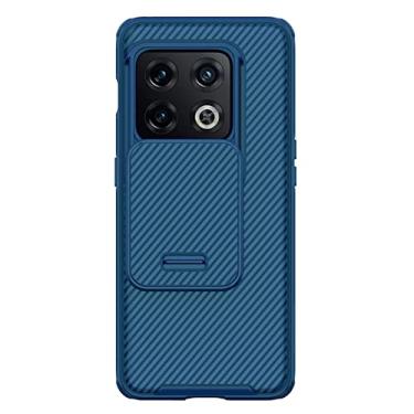 Imagem de GSYH Capa para Oneplus 10 Pro, capa protetora elegante e fina com capa de câmera deslizante, proteção à prova de choque, parte traseira rígida PC e capa macia de TPU borda, azul