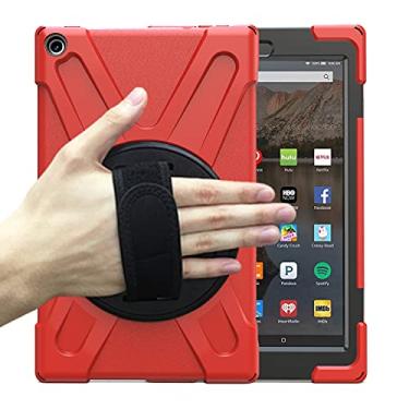 Imagem de Acessórios para tablets Para Amazon Kindle Fire HD10 2019/2018/2017 Silicone colorido na prova de choque + PC Protective Case com suporte e alça de mão e alça de ombro
