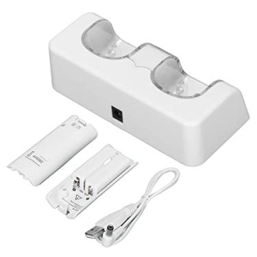 Imagem de Estação de carga de suporte, carga de bateria remota resistente ao desgaste, estável com cabo de alimentação para Wii Game Remote Controller(Branco)