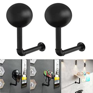 Imagem de PEI Suporte de capacete, suporte de metal para chapéu, suporte de capacete, suporte de armazenamento de peruca, suporte de exibição para capacete, gancho de parede para casacos, chapéus, bonés - atualizado (pacote com 2)