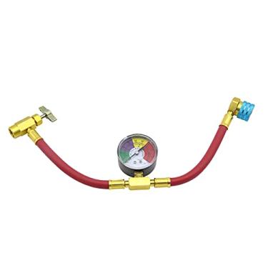Imagem de R1234YF Kit de mangueira de carga de refrigerante, com 1/2 Acme LH abridor de lata, estilo perfurador de torneira, R-1234YF AC refrigerante com medidor, com adaptador lateral baixa R1234YF, para sistema de refrigeração de ar condicionado