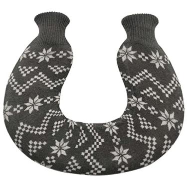 Imagem de Garrafa de água quente de PVC em forma de U Saco de água quente com capa macia para cólicas menstruais, alívio da dor no pescoço e ombro para compressas de calor, aquecedor de cama e aquecedores de pés, verde 2.1000 ml