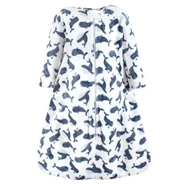 Imagem de Hudson Baby Saco de dormir de pelúcia unissex para bebê, saco, cobertor, baleia de manga comprida, 0-6 meses