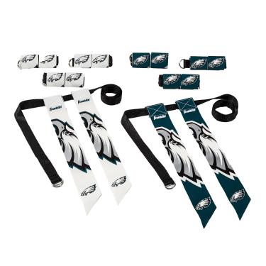 Imagem de Franklin Sports Conjuntos de futebol da bandeira do Philadelphia Eagles da NFL – cintos e bandeiras de futebol da bandeira do time NFL – Equipamento de bandeira de futebol para crianças e adultos