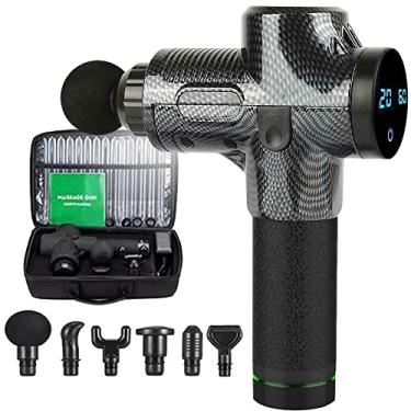 Imagem de Pistola de Massagem Muscular Corporal Relaxante Fisioterapia Elétrica Profissional Com Tela LCD e 30 Níveis de Intensidade + 6 Ponteiras de Massagem Intercambiáveis (Cinza)